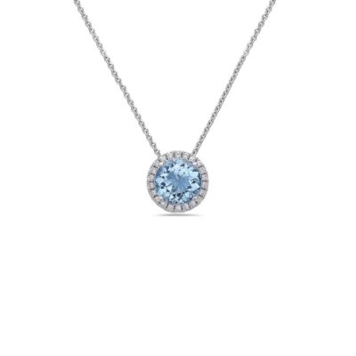 Aquamarine Pastel Diamond Station Necklace