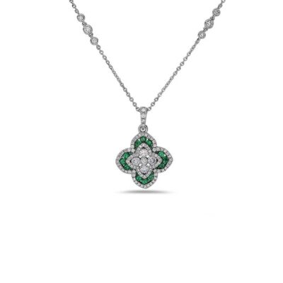 Emerald QuatreFoil Diamond Necklace