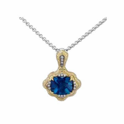London Blue Topaz Vahan Necklace with Diamonds