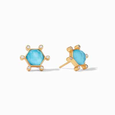 Julie Vos Cosmo Stud Gold Iridescent Pacific Blue Earrings