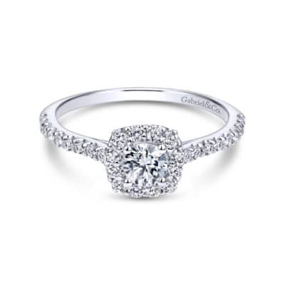 Alessia 14K White Gold Round Halo Diamond Engagement Ring
