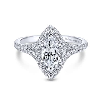 Verbena 14K White Gold Marquise Halo Diamond Engagement Ring