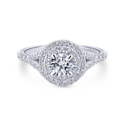 Bellezza 14K White-Rose Gold Round Diamond Engagement Ring