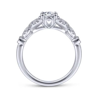Bryce Vintage 14K White Gold Split Shank Round Diamond Engagement Ring