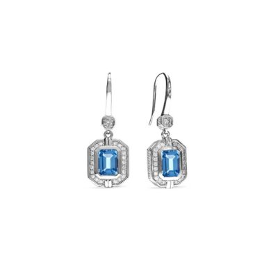 Judith Ripka Sterling Silver Adrienne Drop Earrings With Swiss Blue Topaz And Diamonds