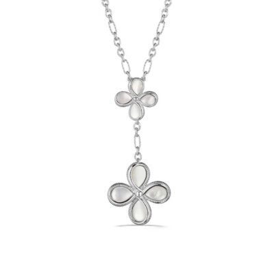 Judith Ripka Sterling Silver Jardin Floral Drop Necklace With Mother Of Pearl