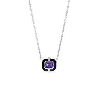 Judith Ripka Sterling Silver Adrienne Necklace With Enamel And Amethyst