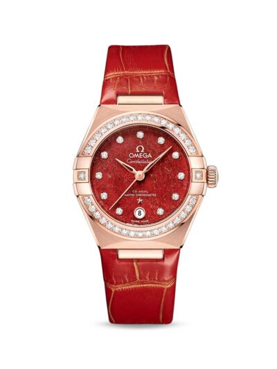 OMEGA Constellation 29mm Red Dial with diamonds watch