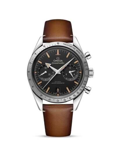 OMEGA Speedmaster '57 black watch on leather strap
