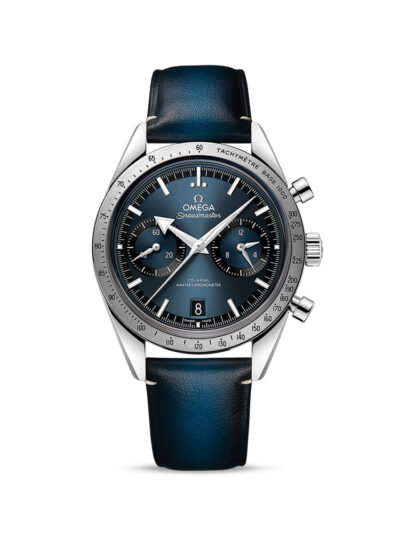 OMEGA Speedmaster '57 blue watch on leather strap